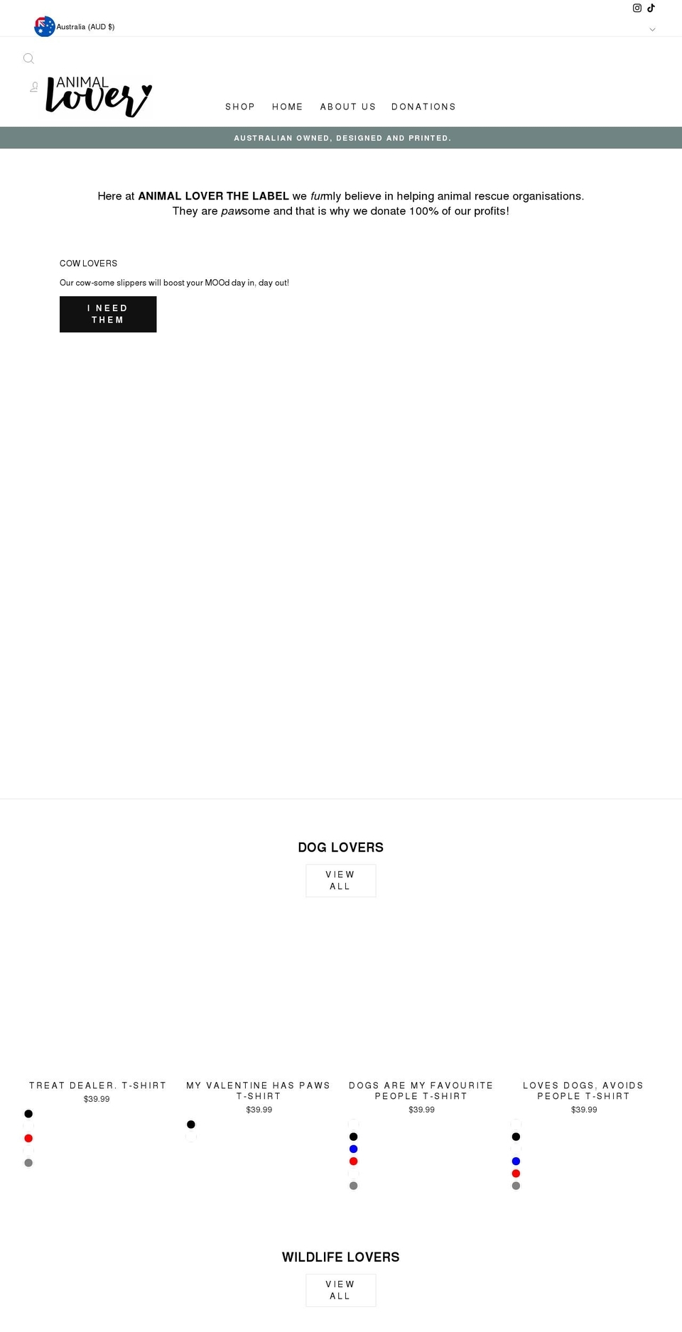 animallover.com.au shopify website screenshot