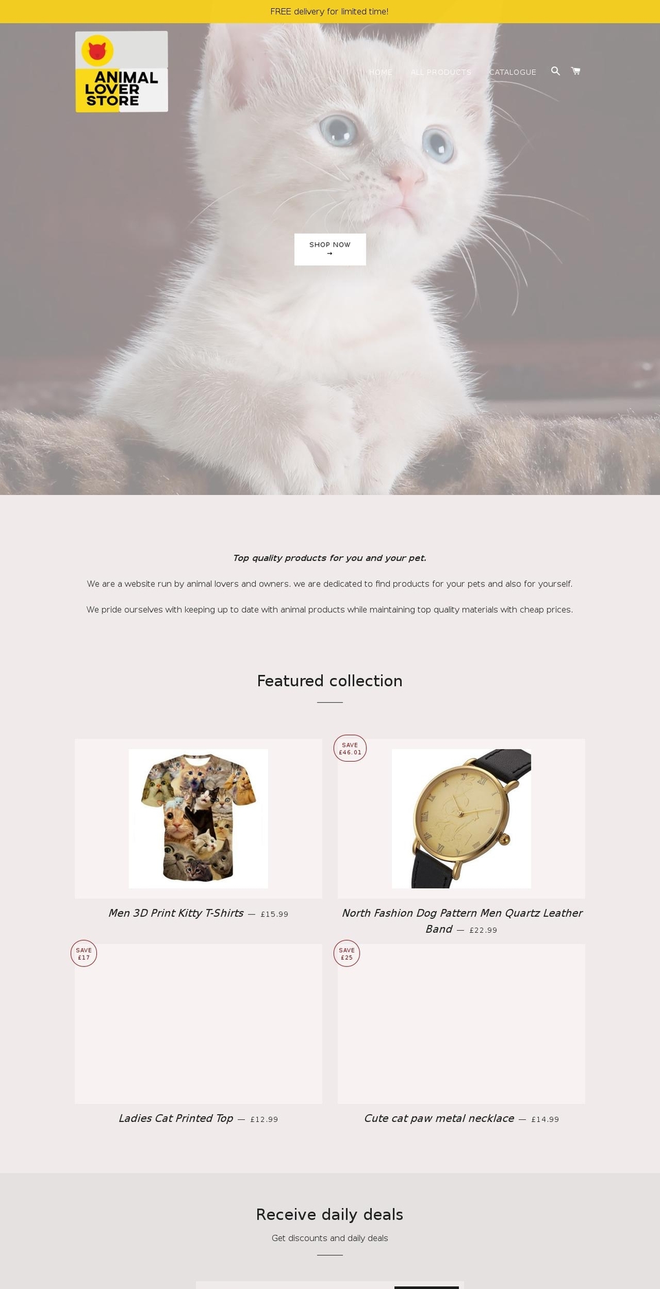 animalloverstore.com shopify website screenshot