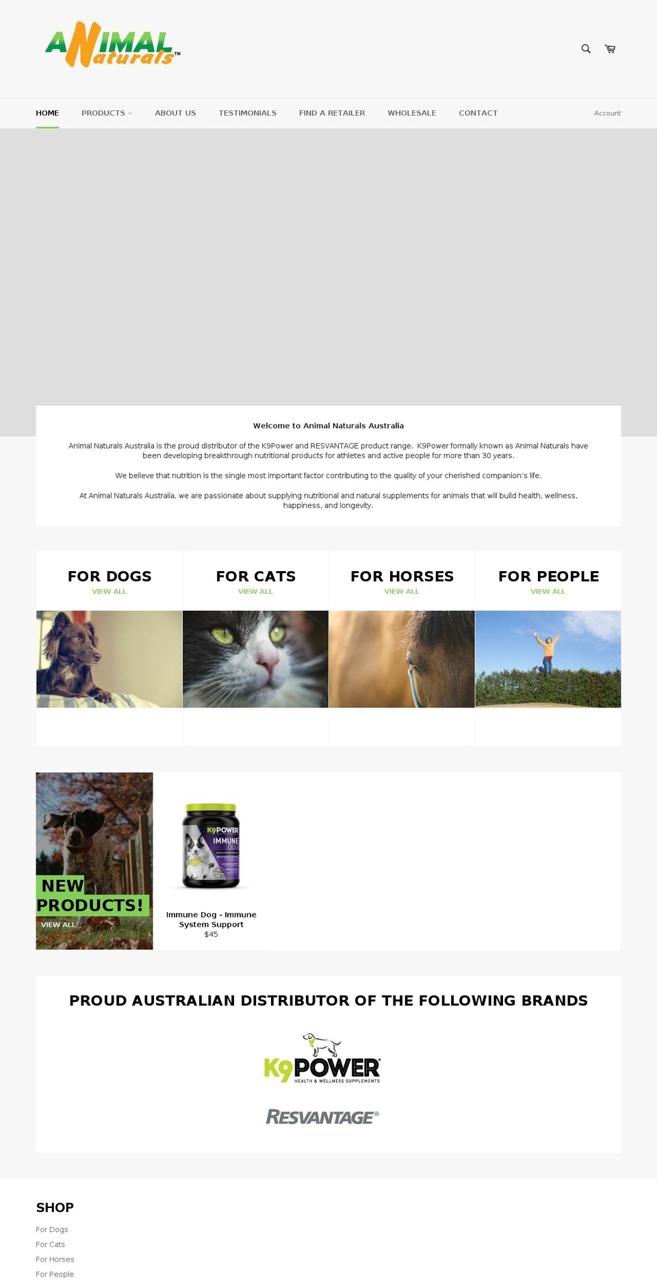 animalnaturals.com.au shopify website screenshot