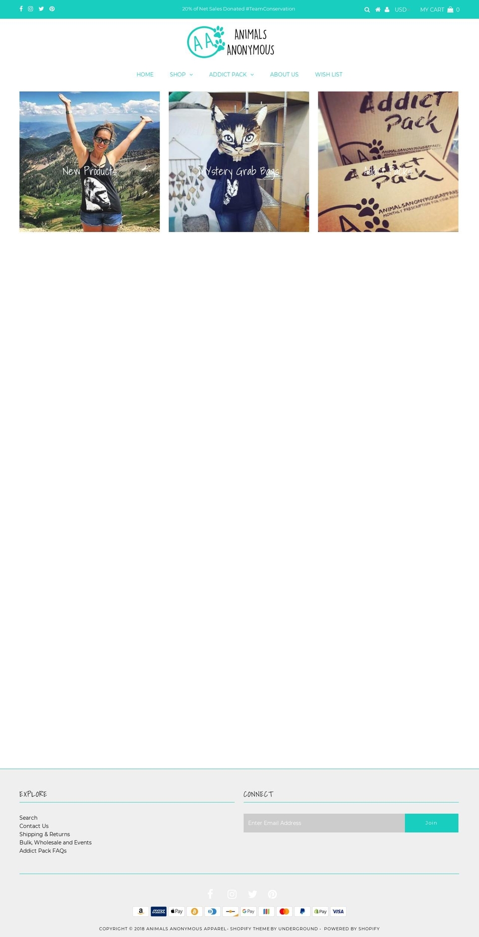 animalsanonymousapparel.org shopify website screenshot