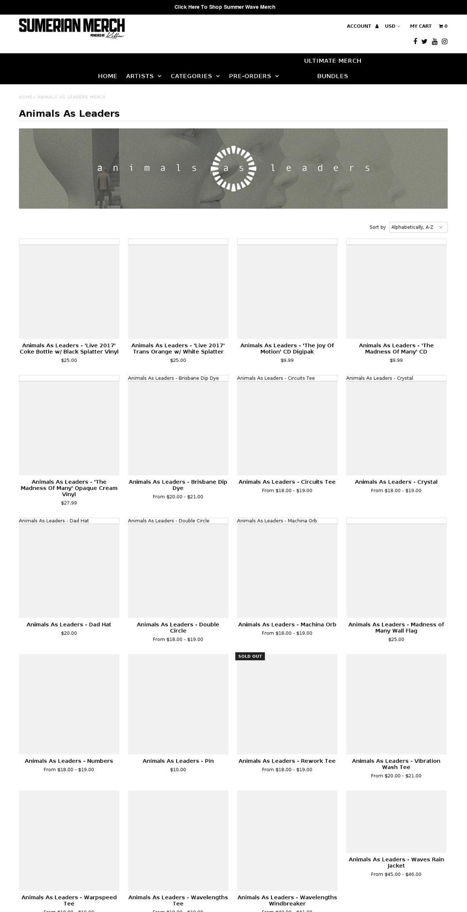 animalsasleadersmerch.com — Shopify storefront screenshot
