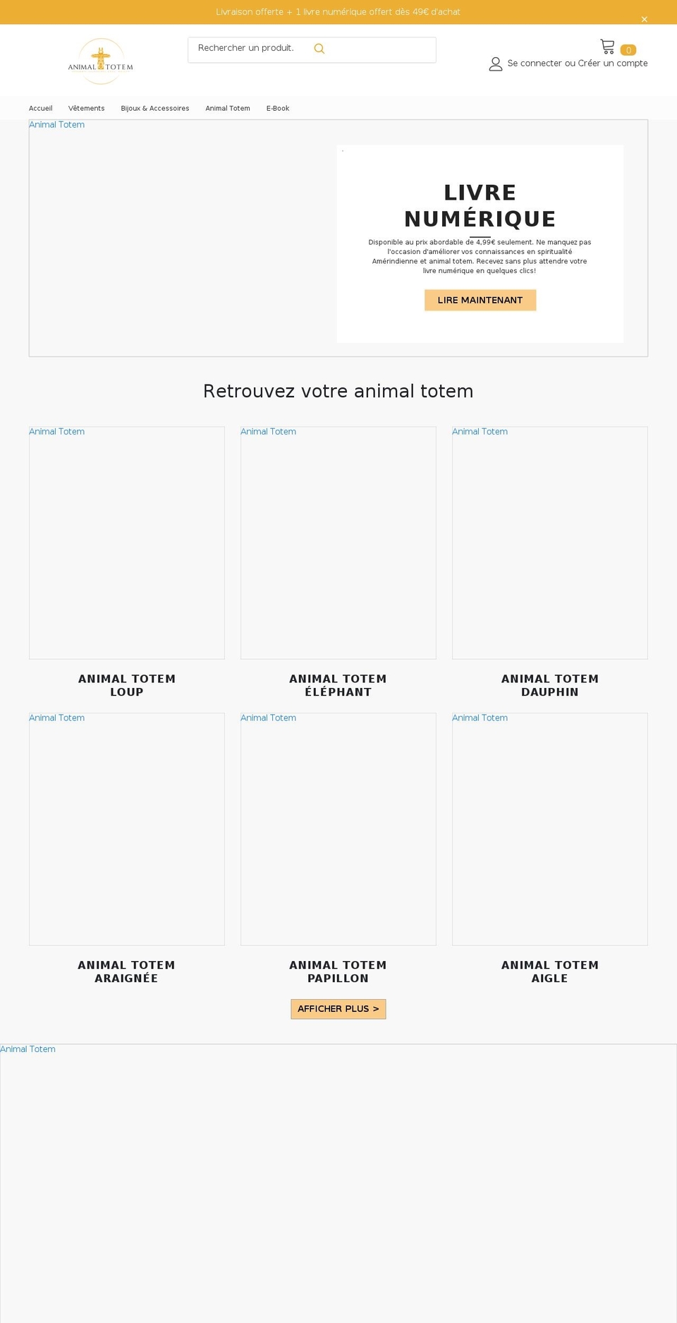 animaltotem.net shopify website screenshot