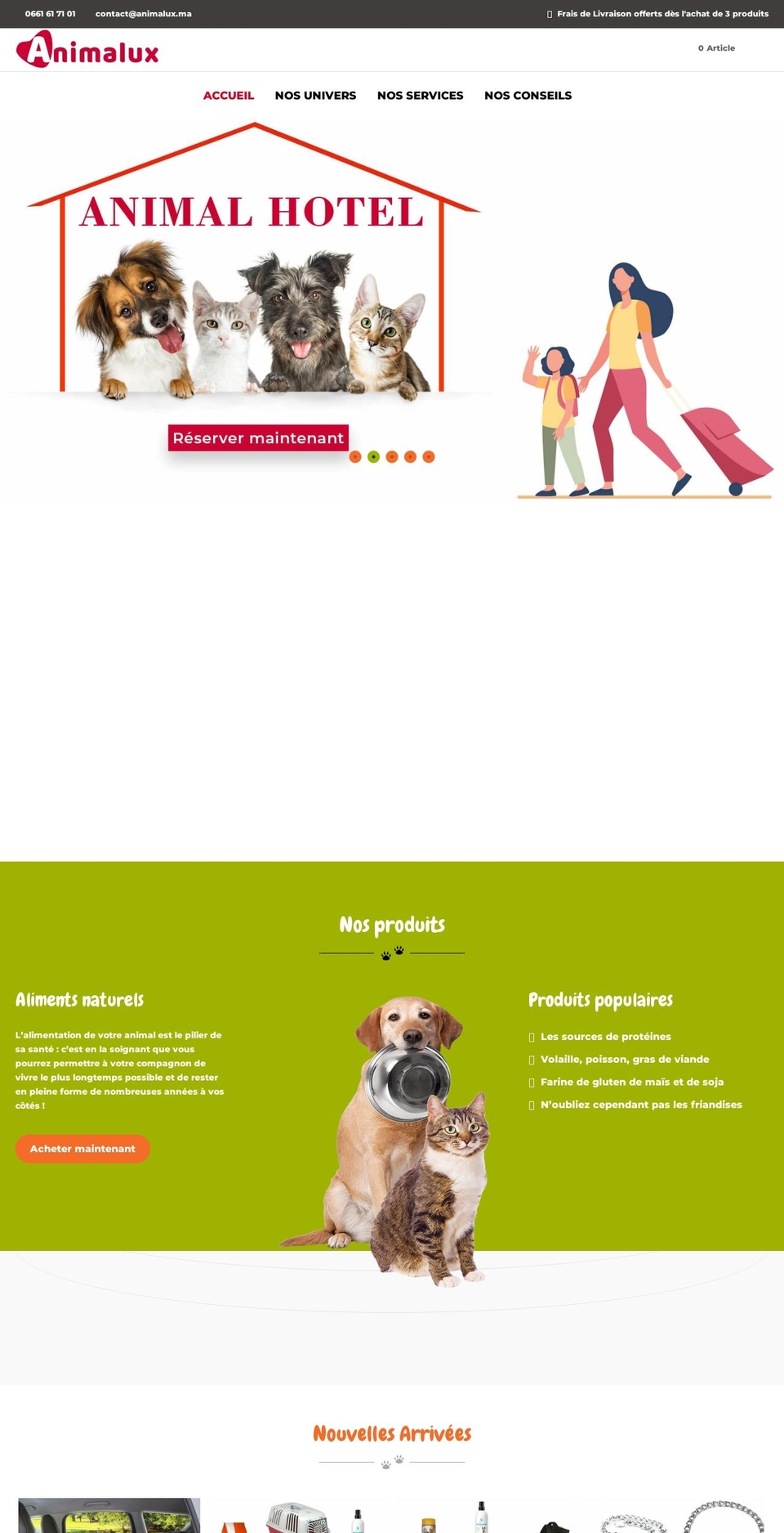 Furrie Shopify theme site example animalux.ma