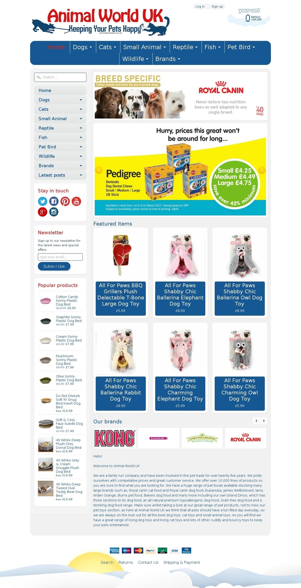 animalworlduk.co.uk shopify website screenshot