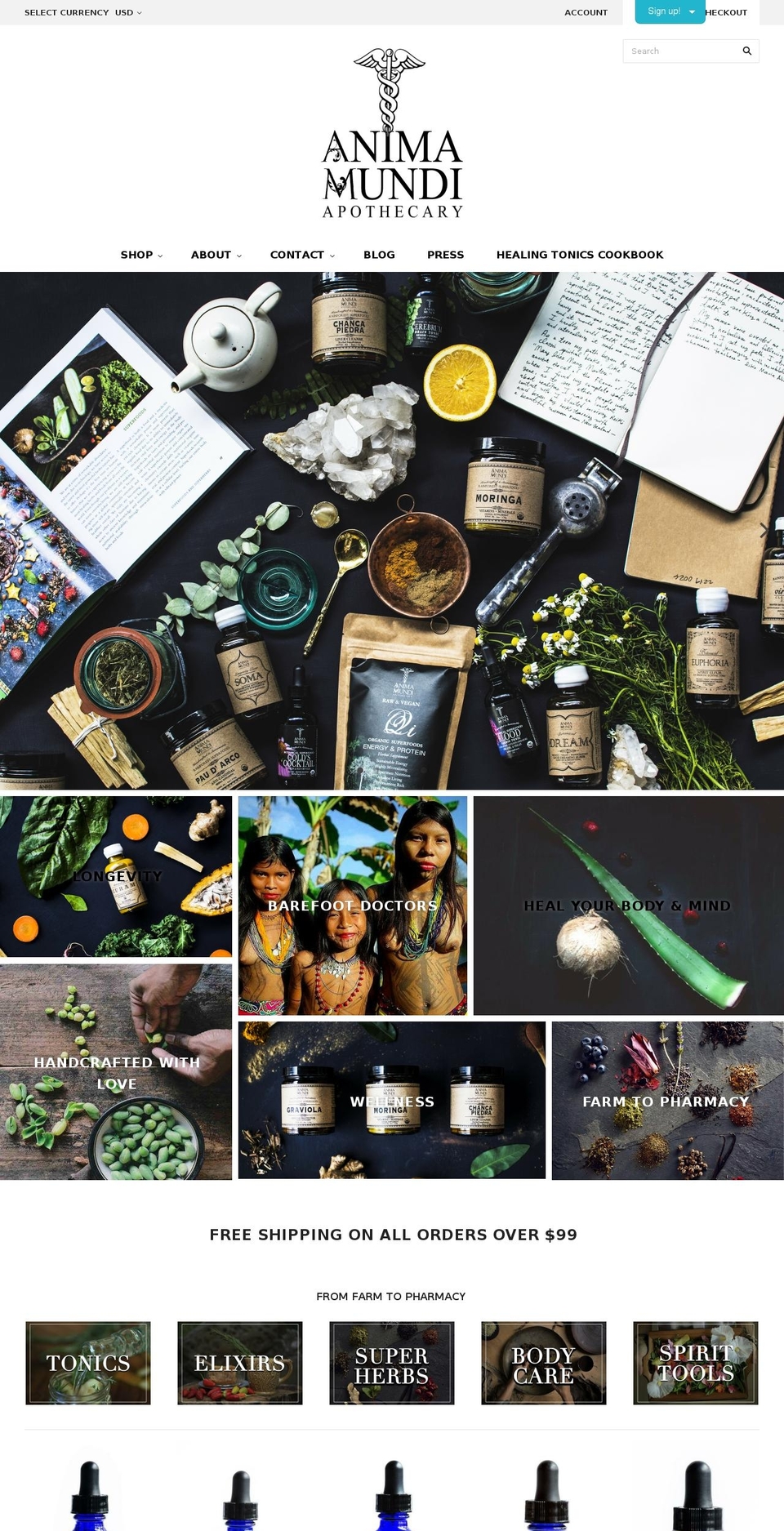 animamundiherbals.com shopify website screenshot