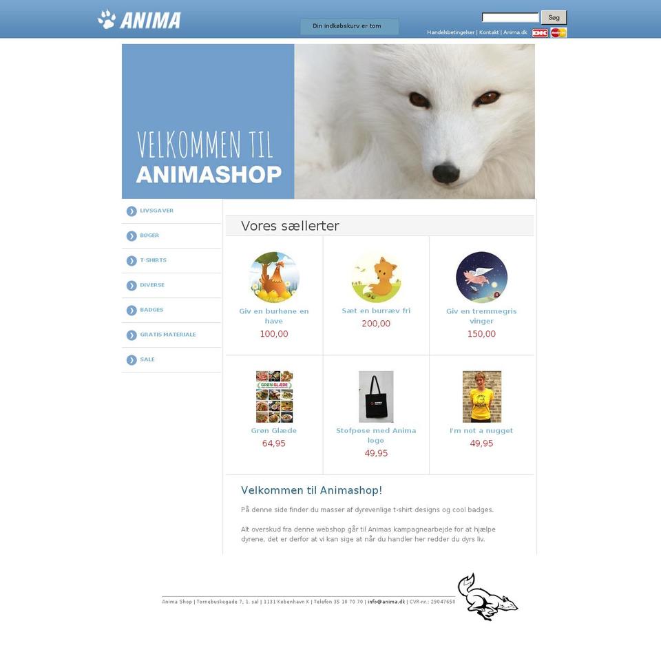 animashop.dk shopify website screenshot