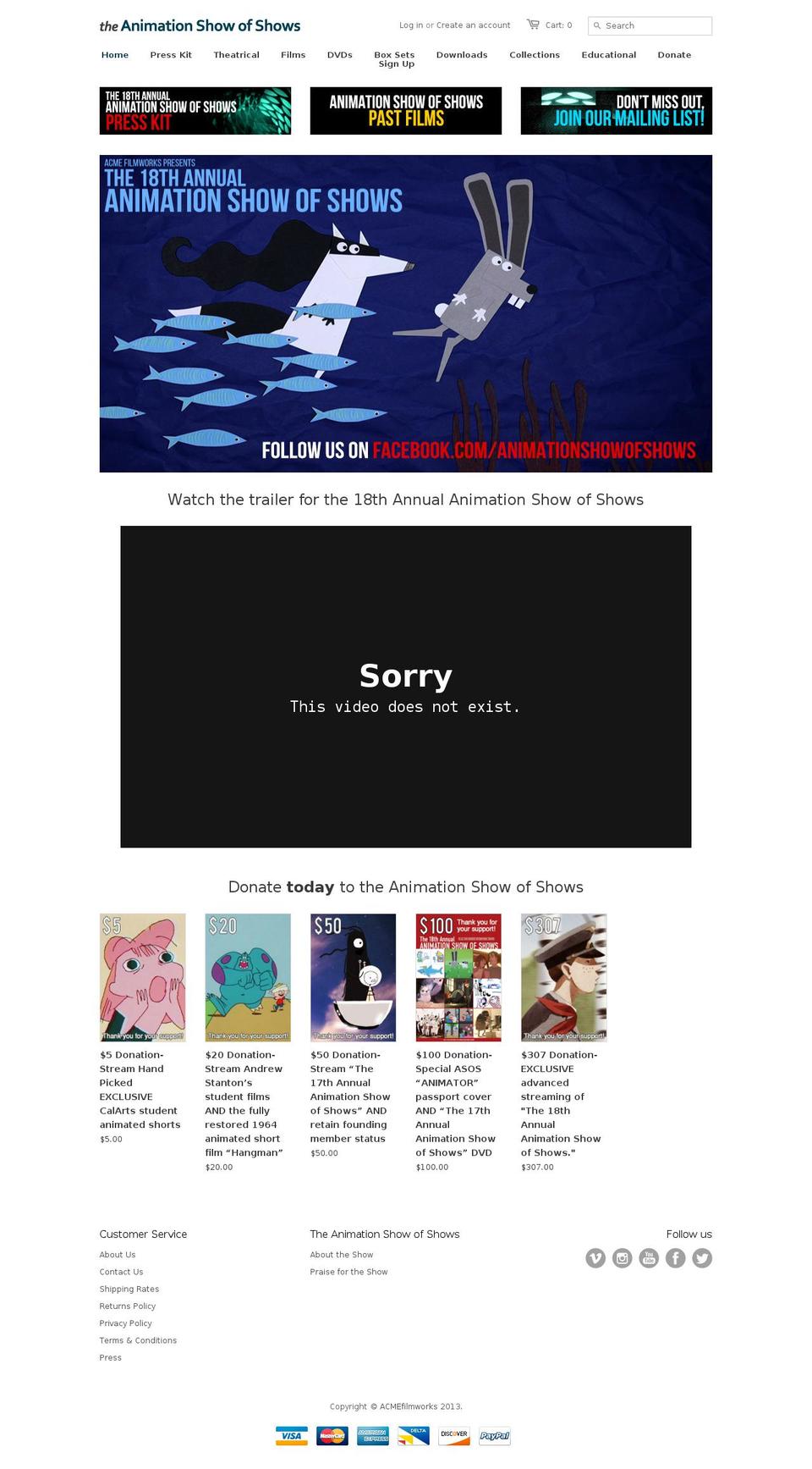 ASOS Theme April Shopify theme site example animationshowofshows.com