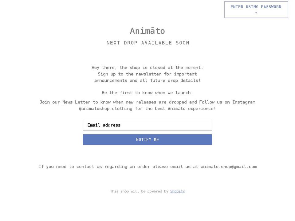 animatoshop.com shopify website screenshot