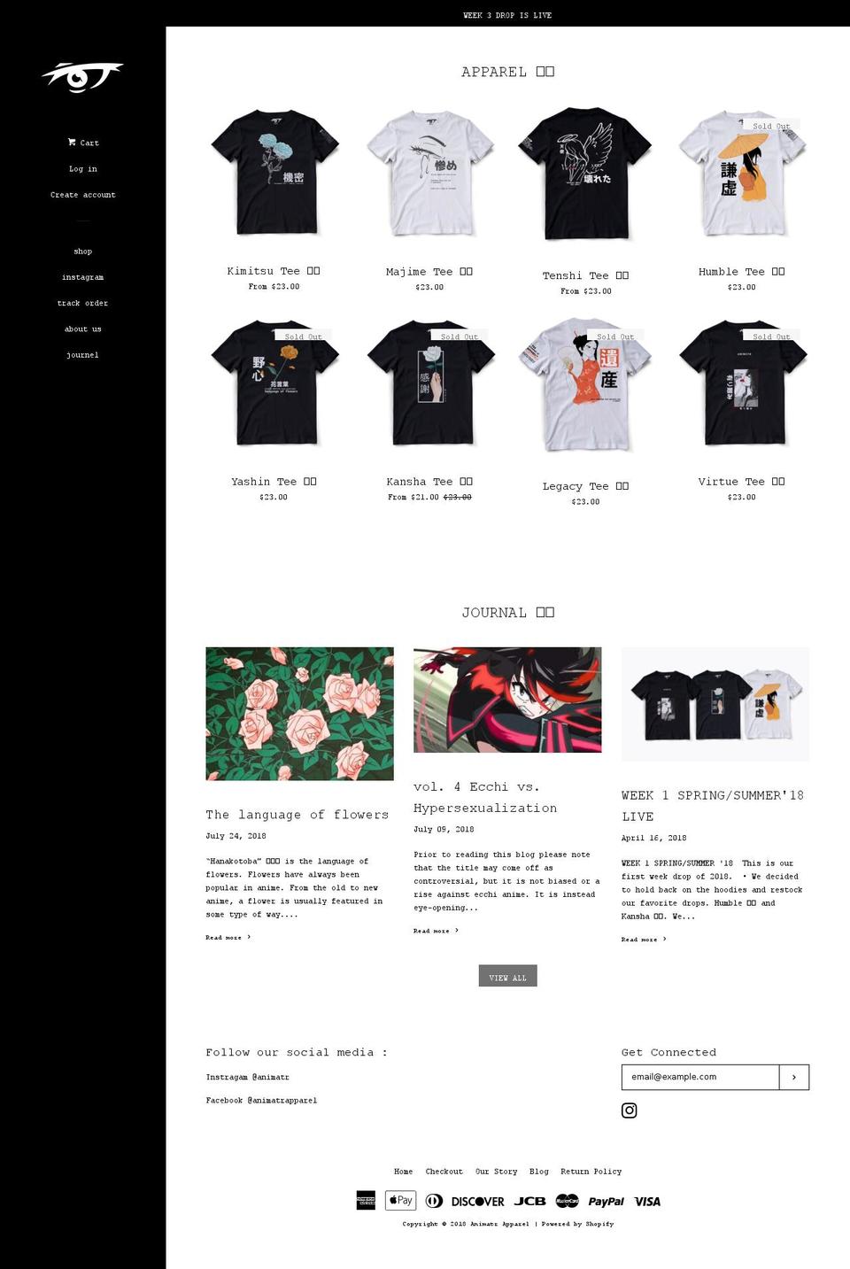 animatrapparel.com — Shopify storefront screenshot