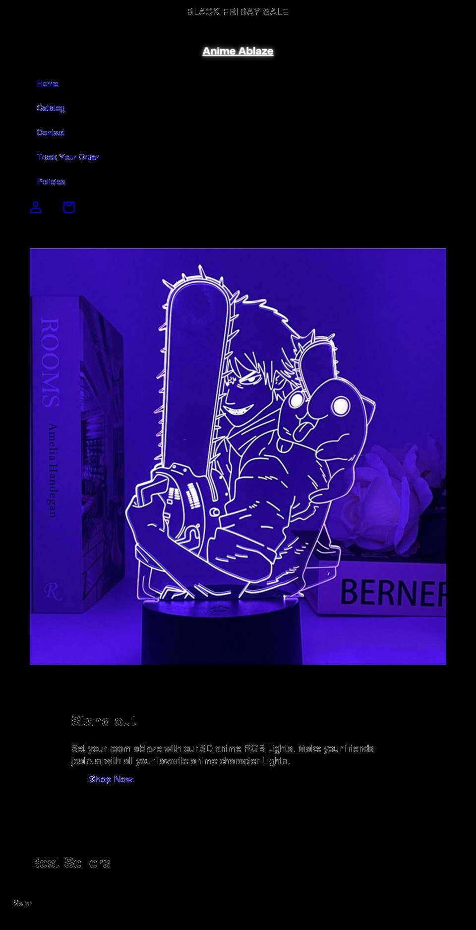 animeablaze.com shopify website screenshot