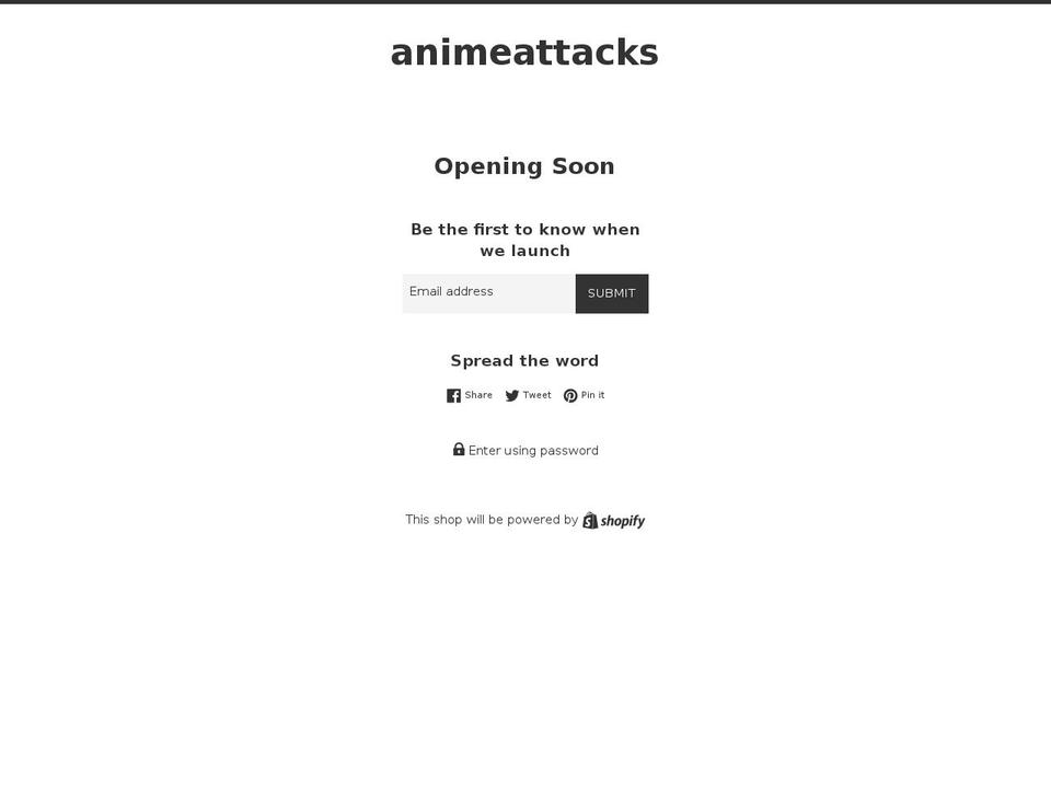 animeattacks.com — Shopify storefront screenshot