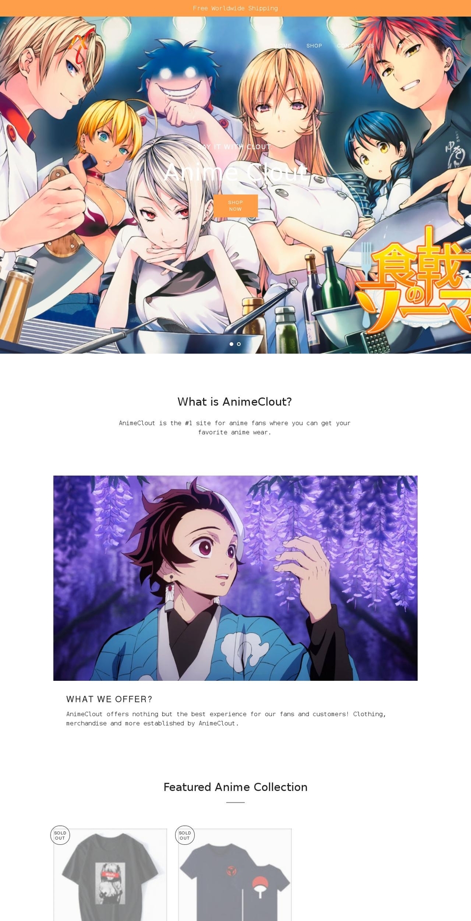 animeclout.net shopify website screenshot