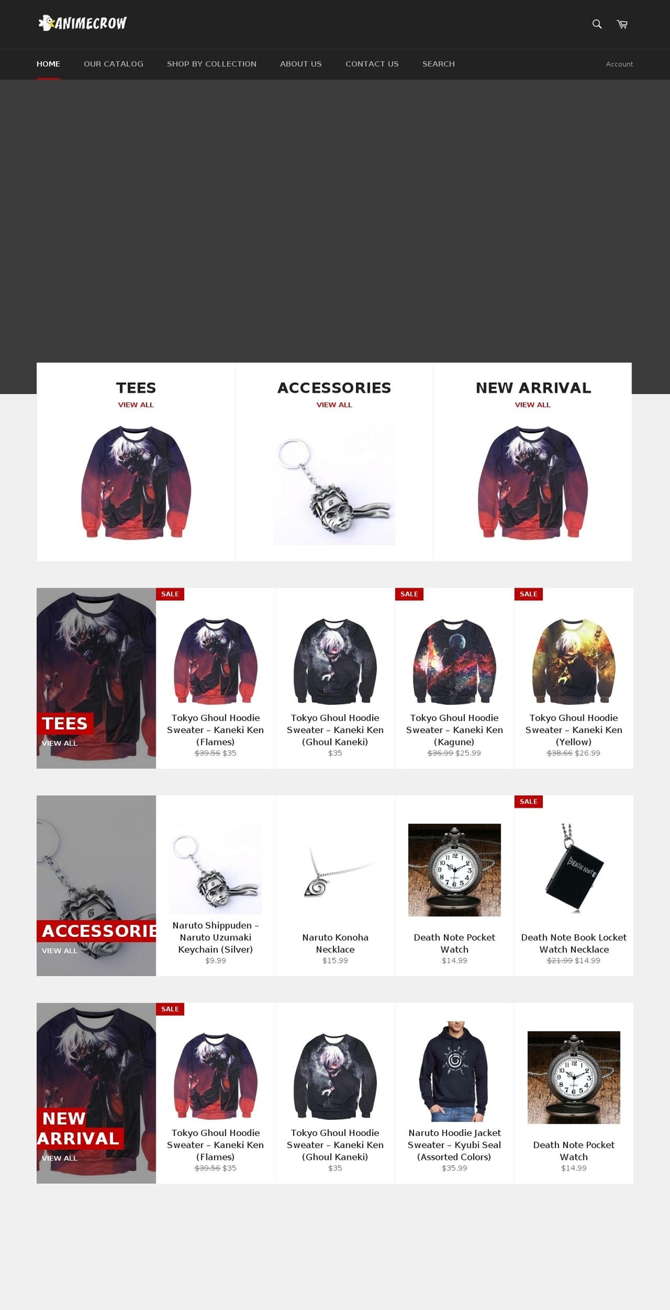 animecrow.com — Shopify storefront screenshot