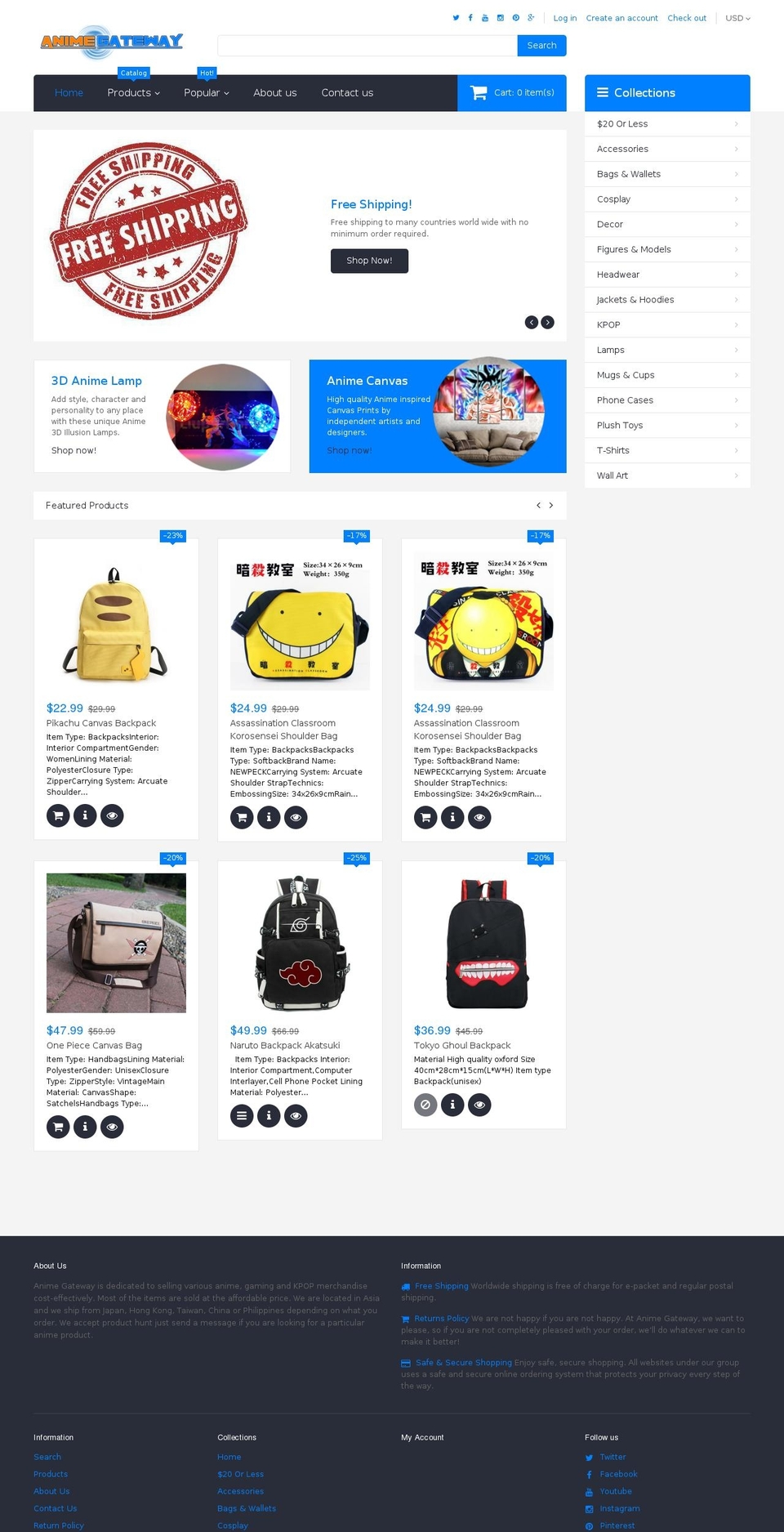 Sports Shopify theme site example animegateway.com