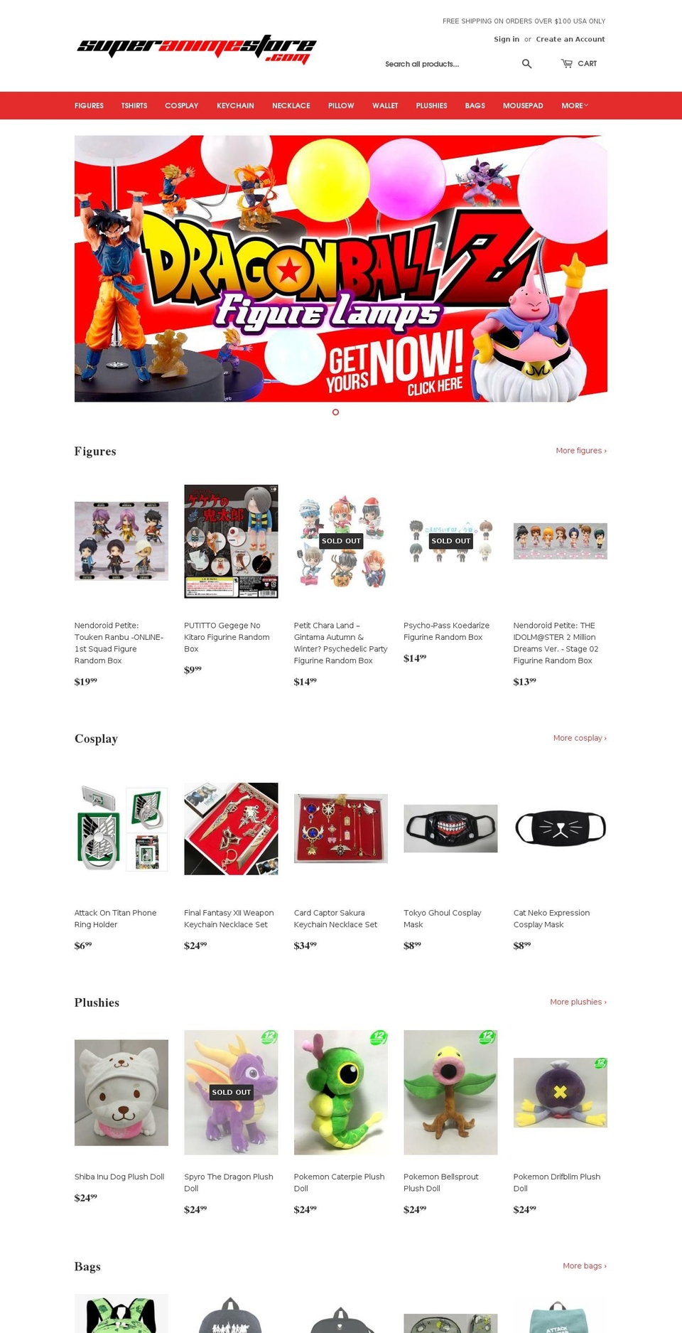 animegrabbag.com — Shopify storefront screenshot