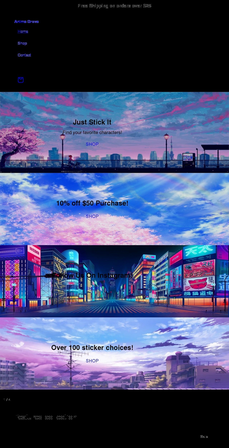 animegrove.com shopify website screenshot