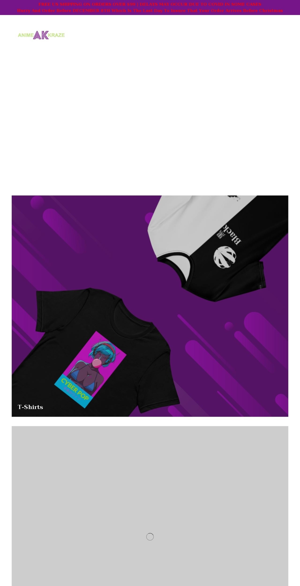 animekraze.com shopify website screenshot