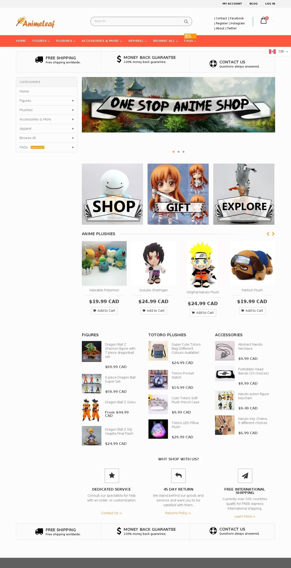 animeleaf.ca shopify website screenshot