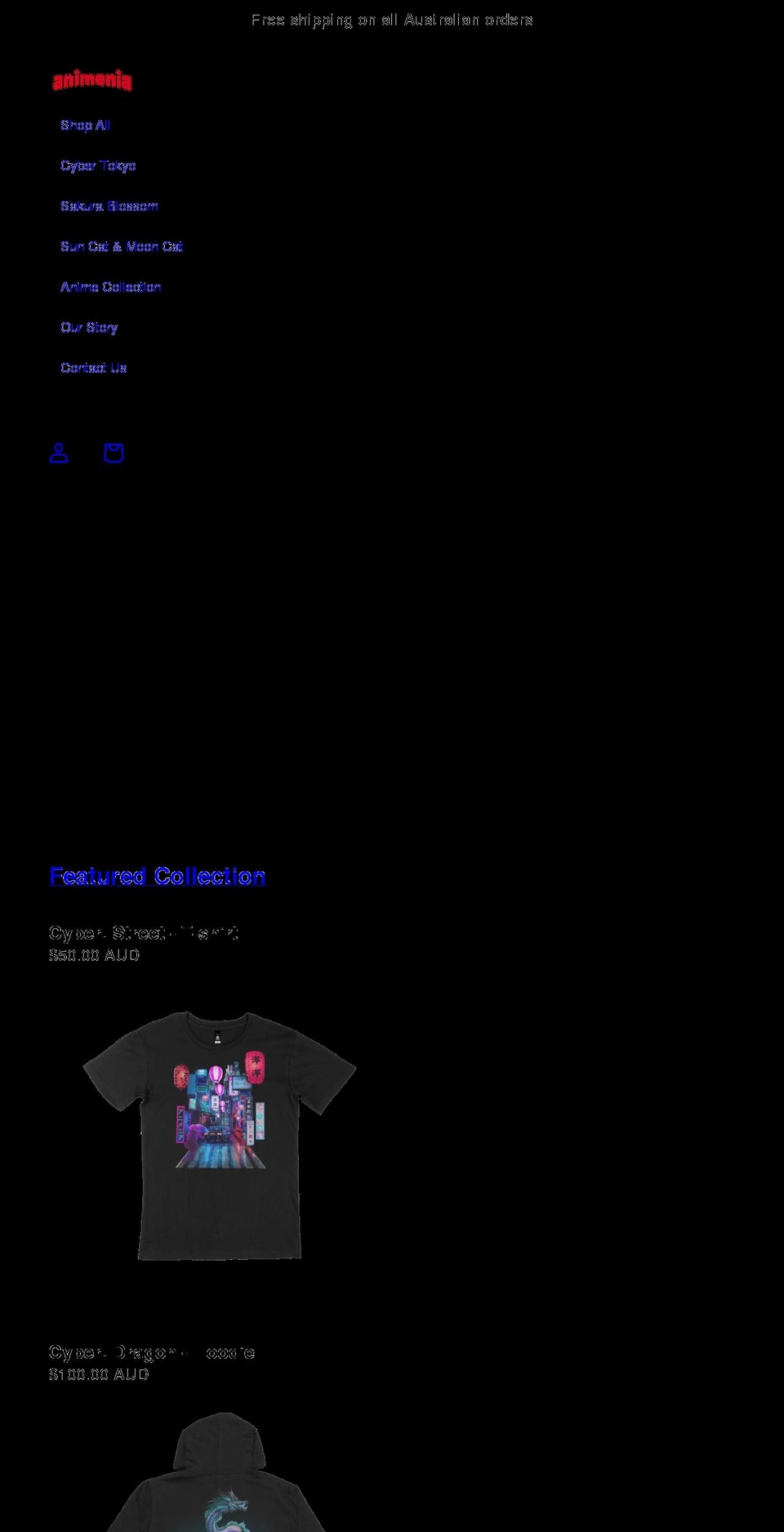 animenia.com.au shopify website screenshot