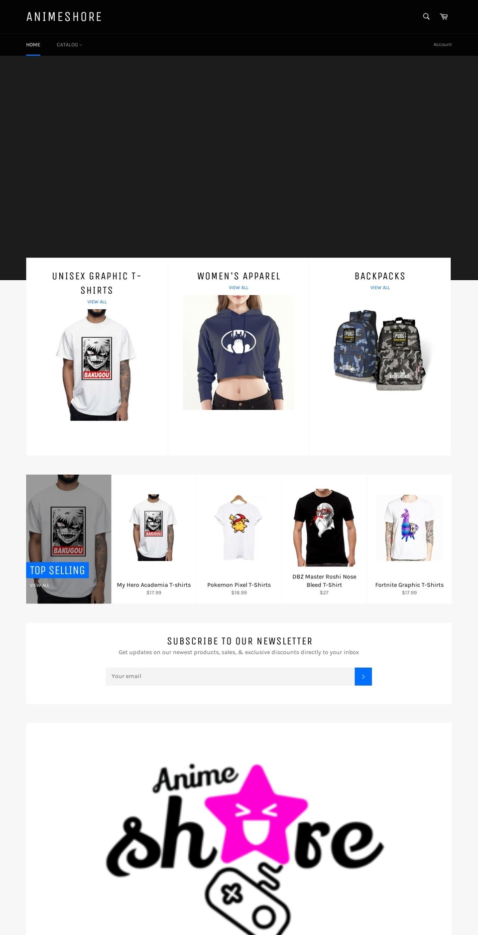 animeshore.com — Shopify storefront screenshot