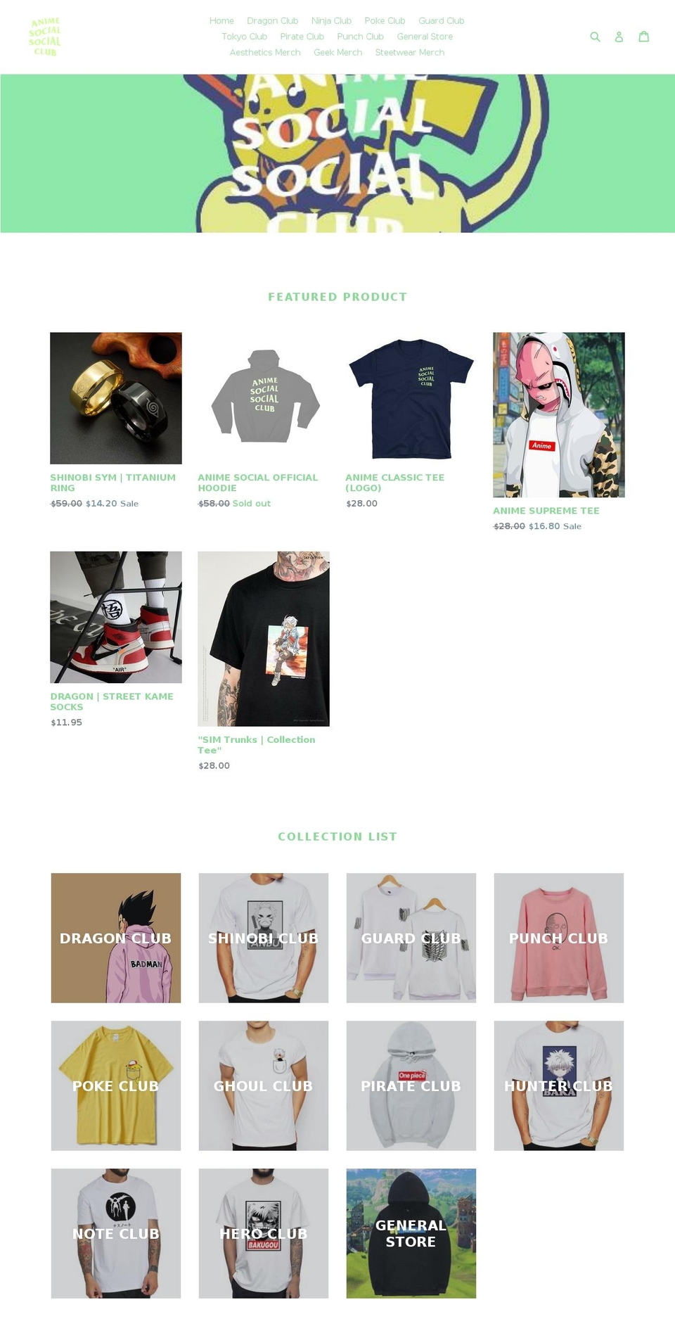 animesocialsocialclub.com shopify website screenshot