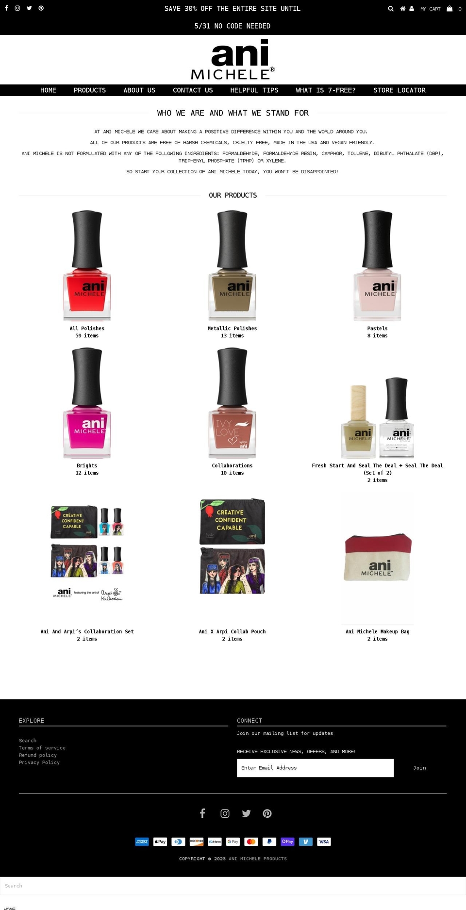 animichele.com shopify website screenshot
