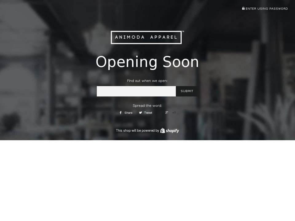 animodaapparel.com shopify website screenshot