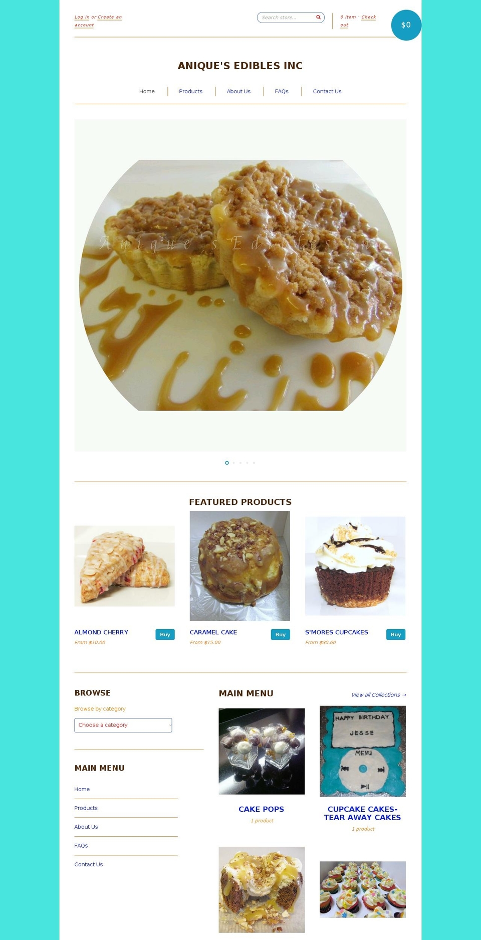 aniquesediblesinc.com shopify website screenshot