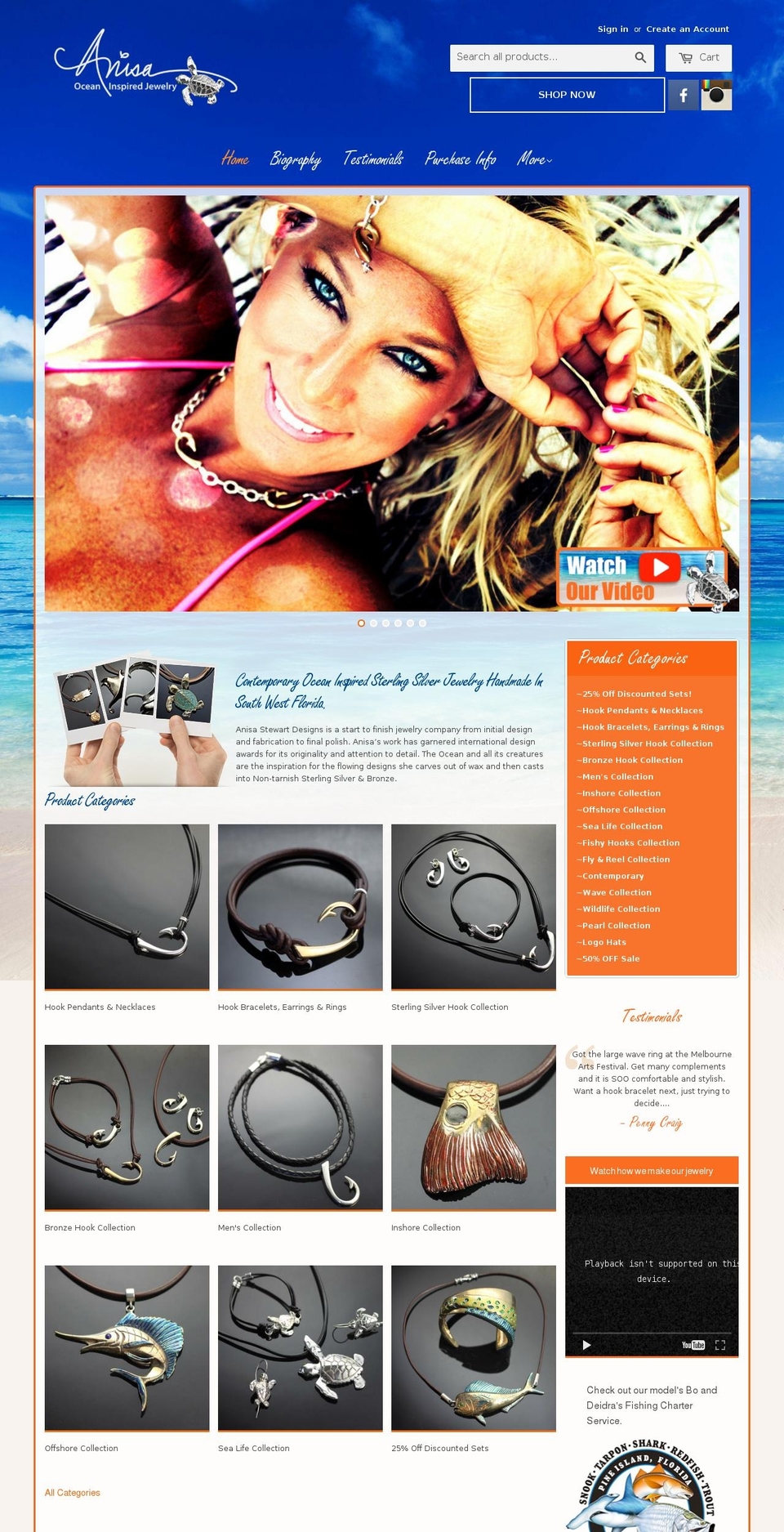 anisajewelry.com shopify website screenshot