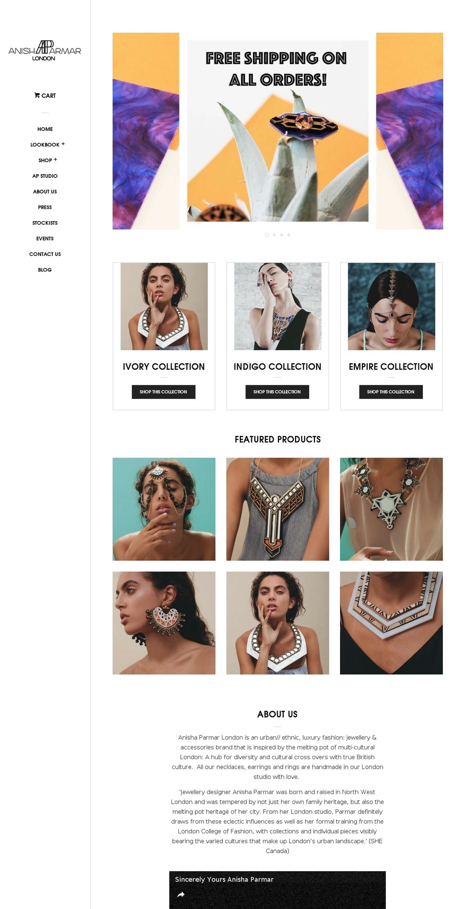 anishaparmar.com shopify website screenshot