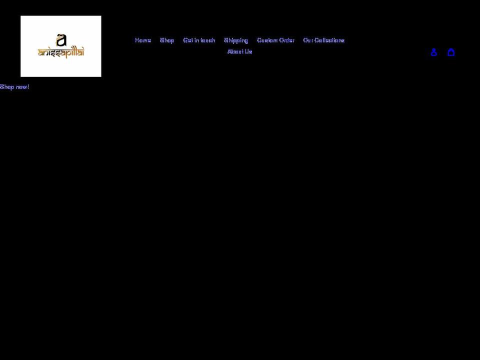 anissapillai.myshopify.com shopify website screenshot