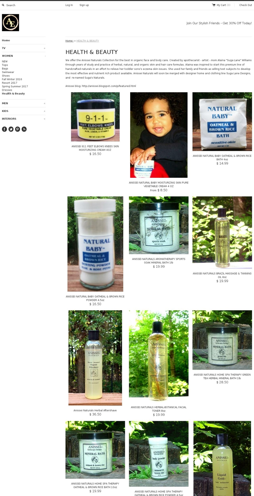 anissei.com shopify website screenshot