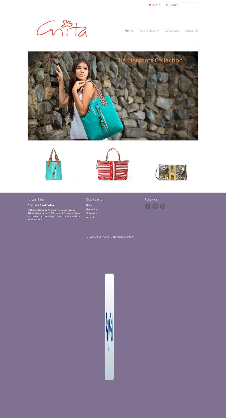 anitabags.com shopify website screenshot