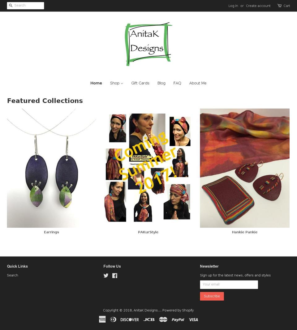 anitakdesigns.net shopify website screenshot