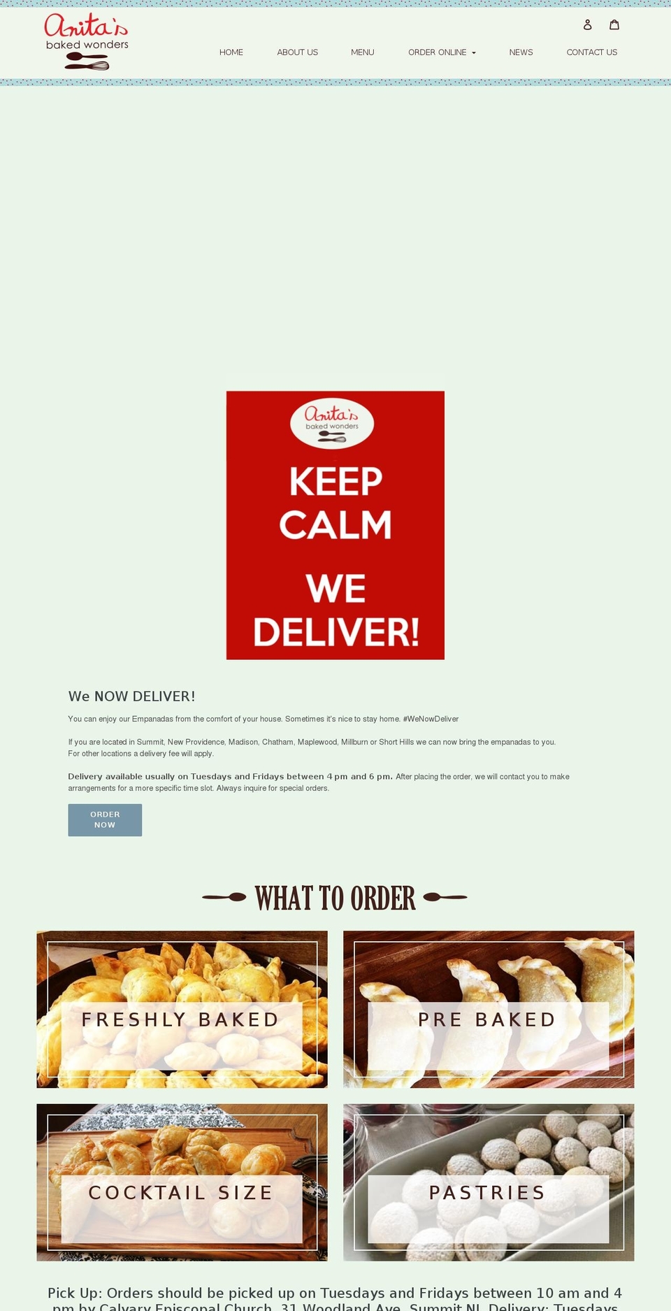 anitasbakedwonders.com shopify website screenshot