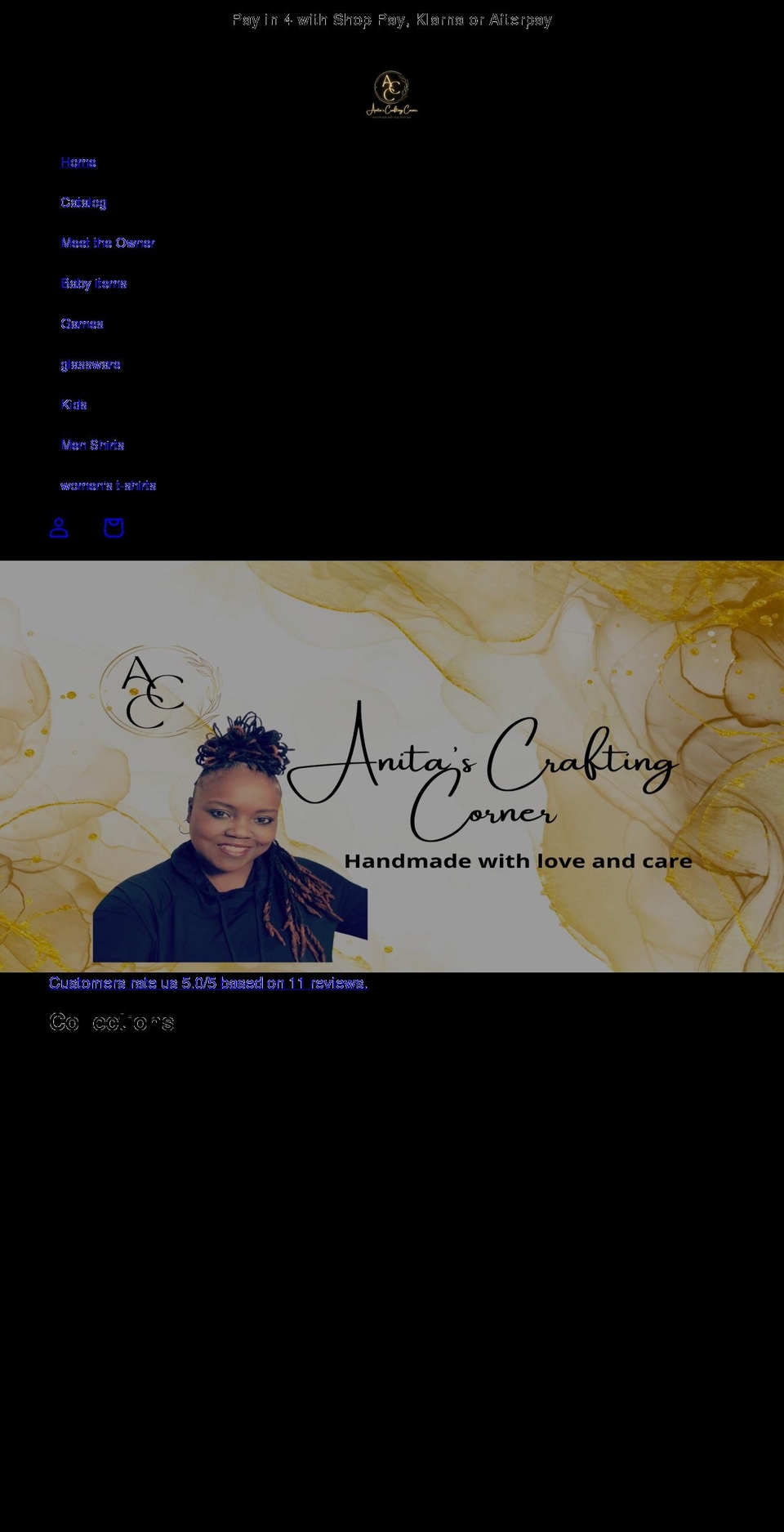 anitascraftingcorner.com shopify website screenshot