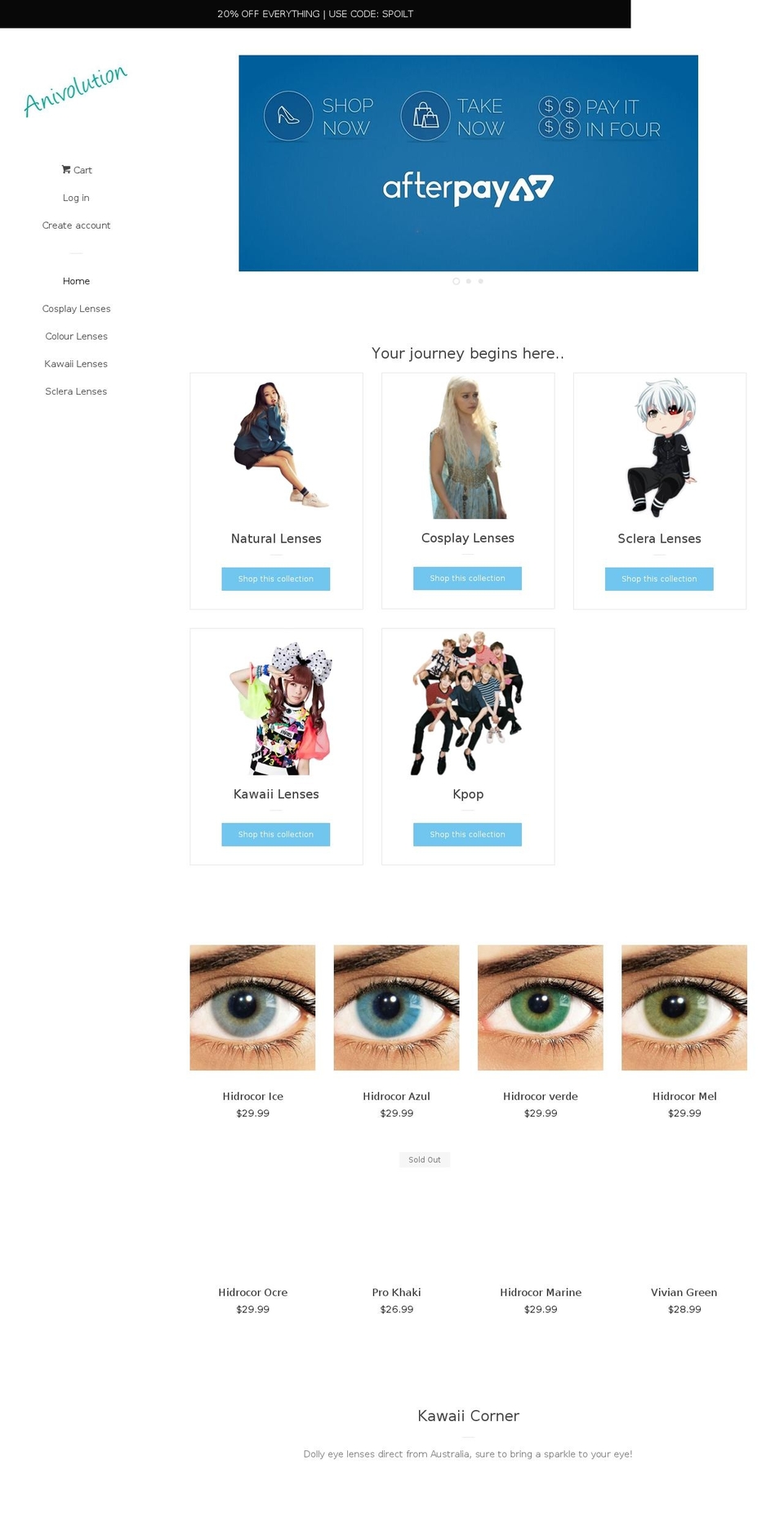 anivolution.com shopify website screenshot