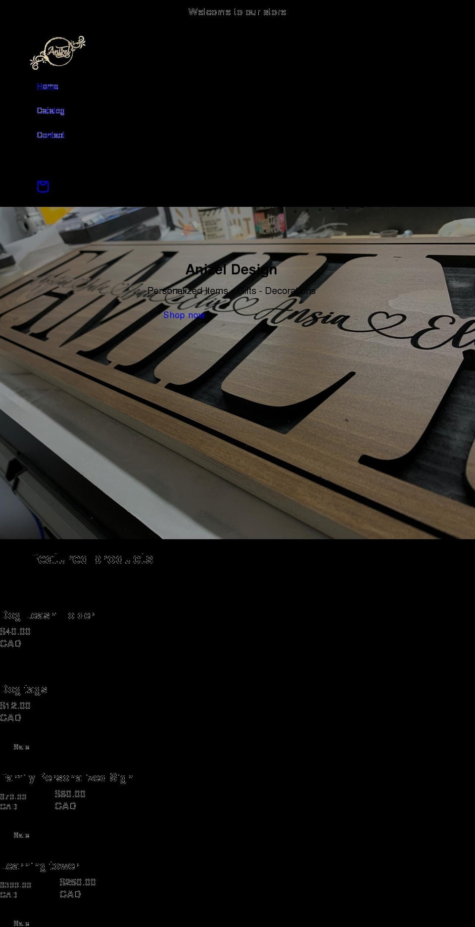 anizeldesign.com shopify website screenshot