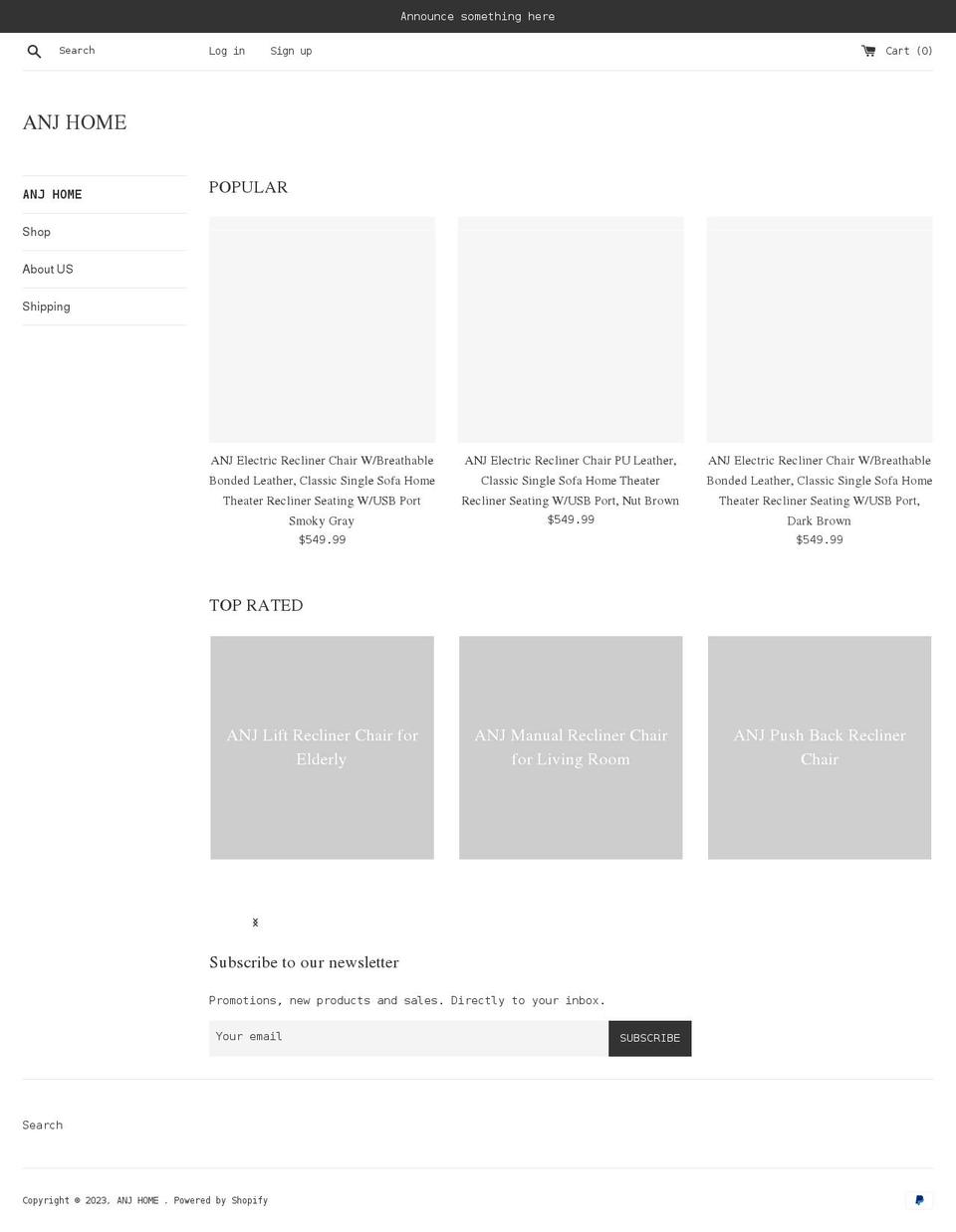 anj-home.com shopify website screenshot