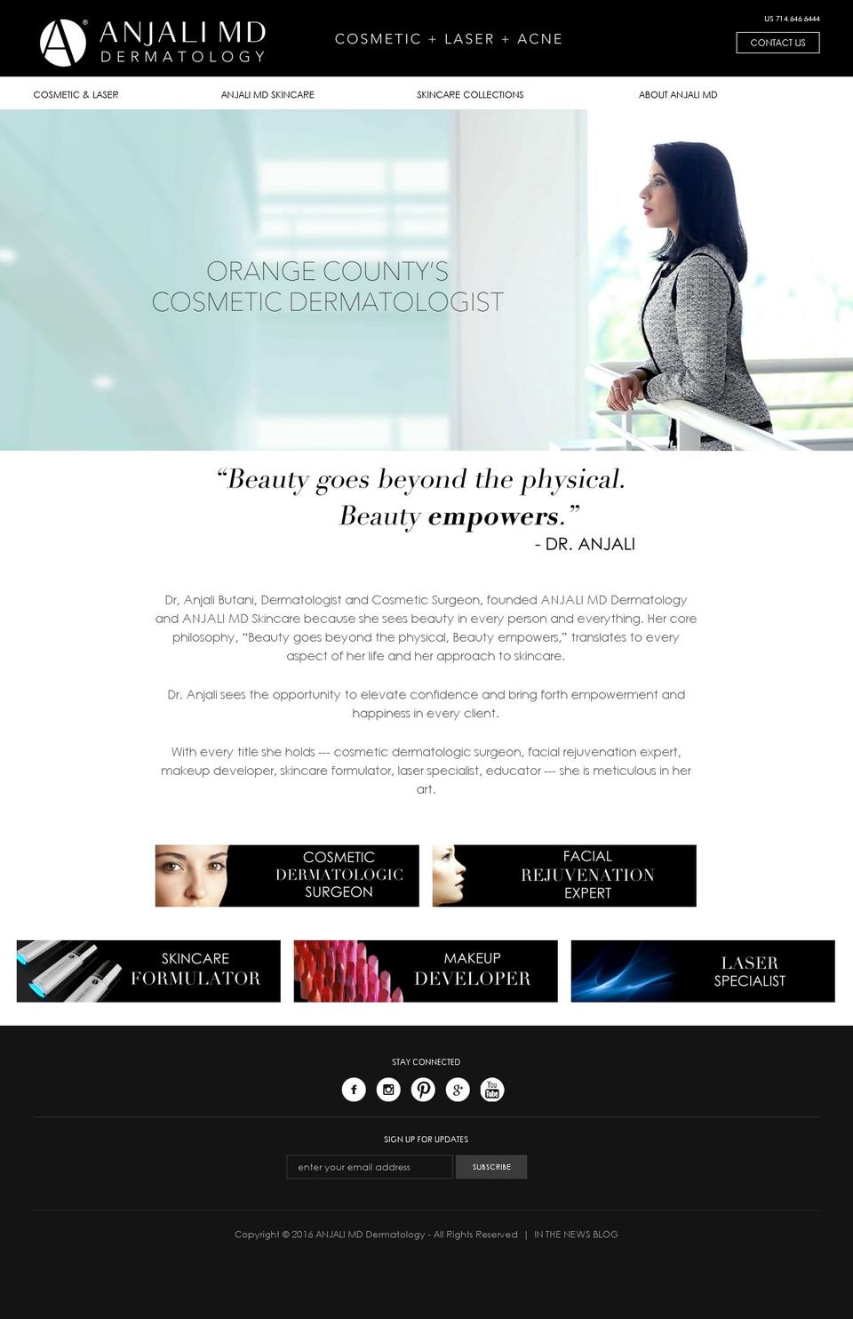 Anjali MD Site 2016 Shopify theme site example anjalimddermatology.net