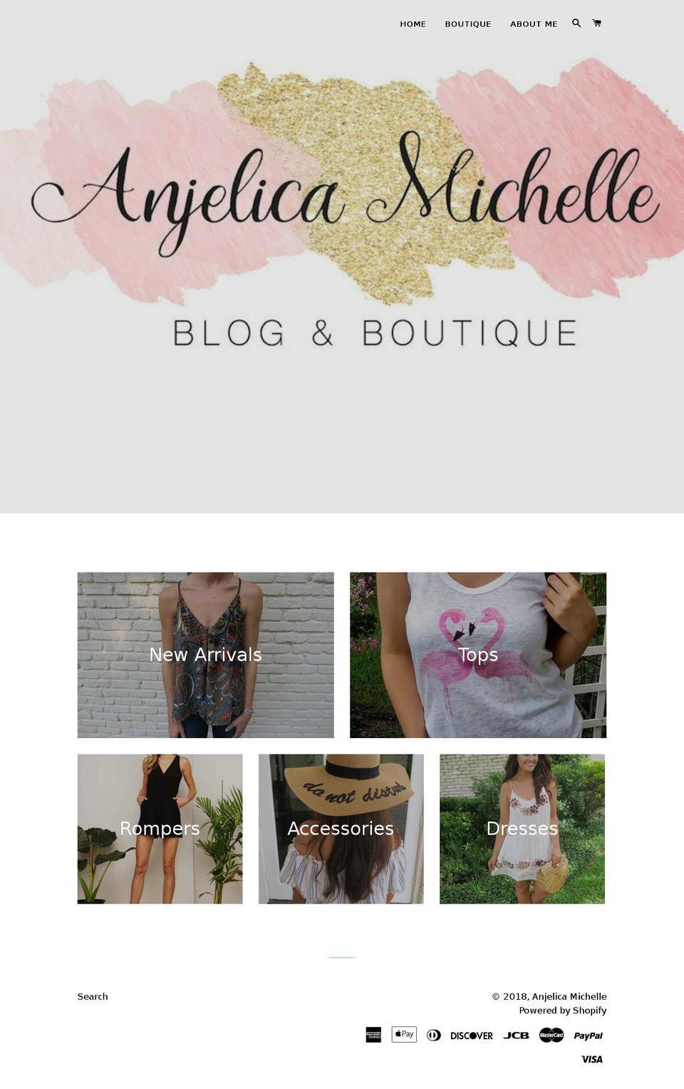 anjelicamichelle.com — Shopify storefront screenshot