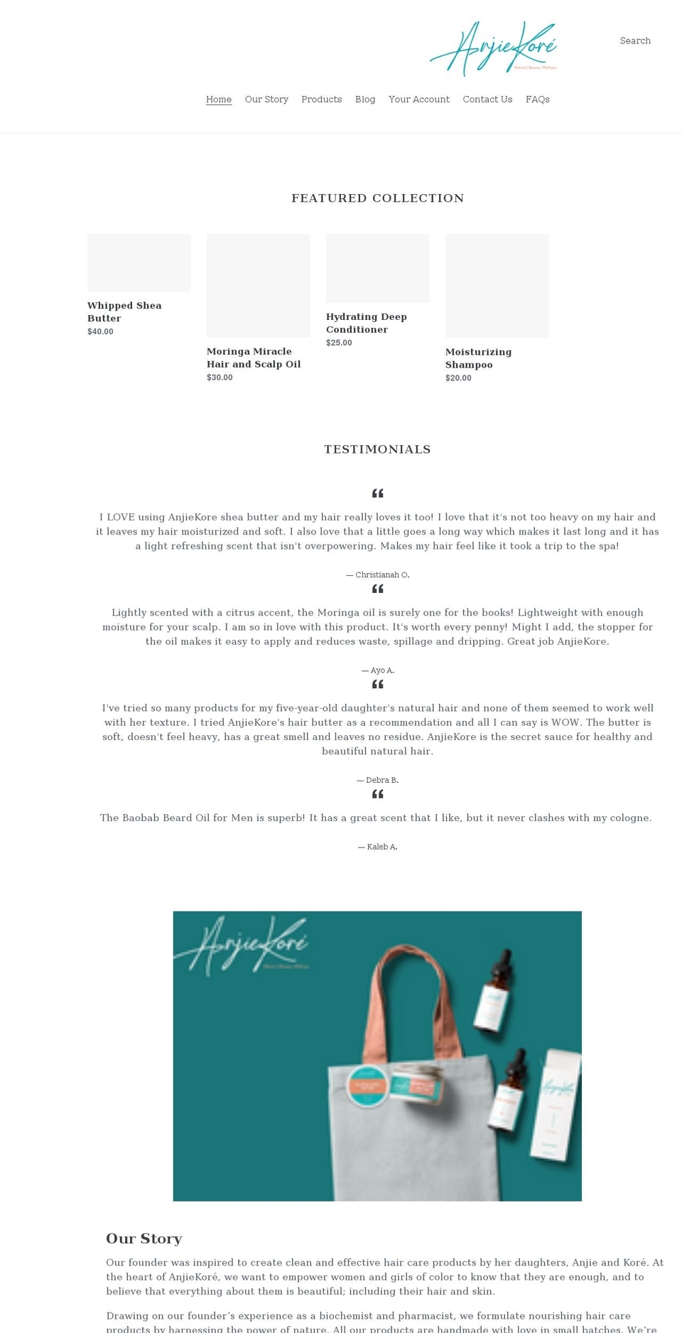 anjiekore.com shopify website screenshot