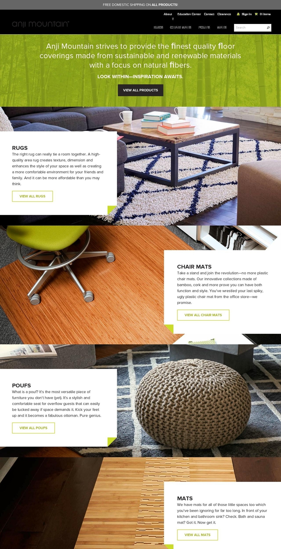 Anji Mountain Store Theme Shopify theme site example anjimountainbamboorugco.com