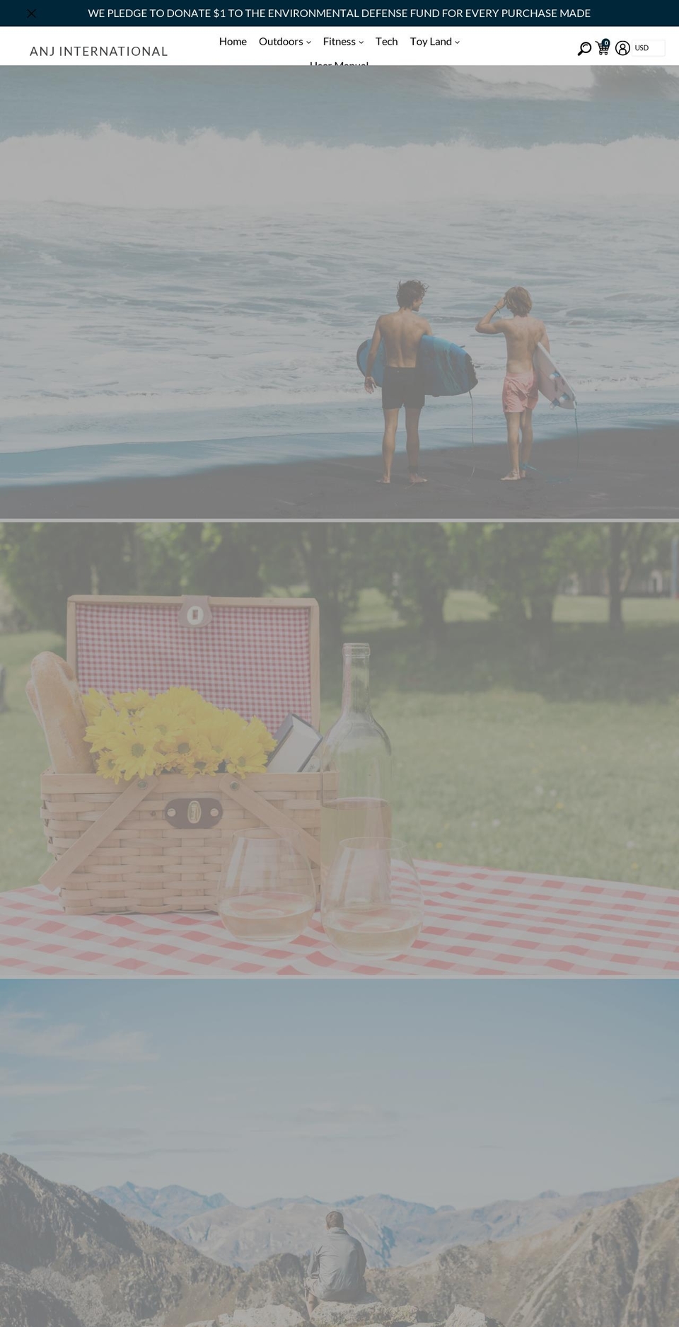 anjinternational.net shopify website screenshot