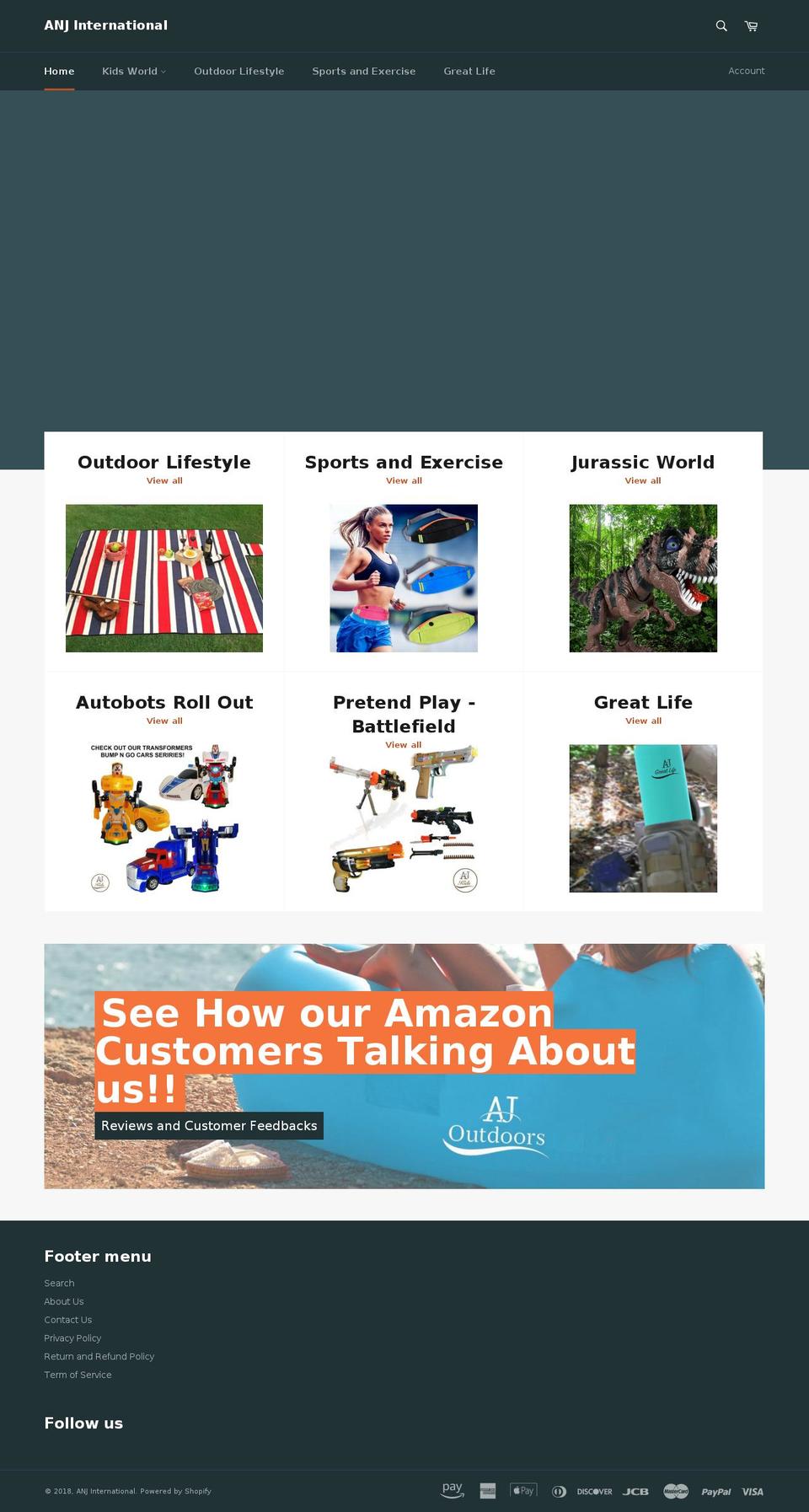 anjoutdoors.com — Shopify storefront screenshot