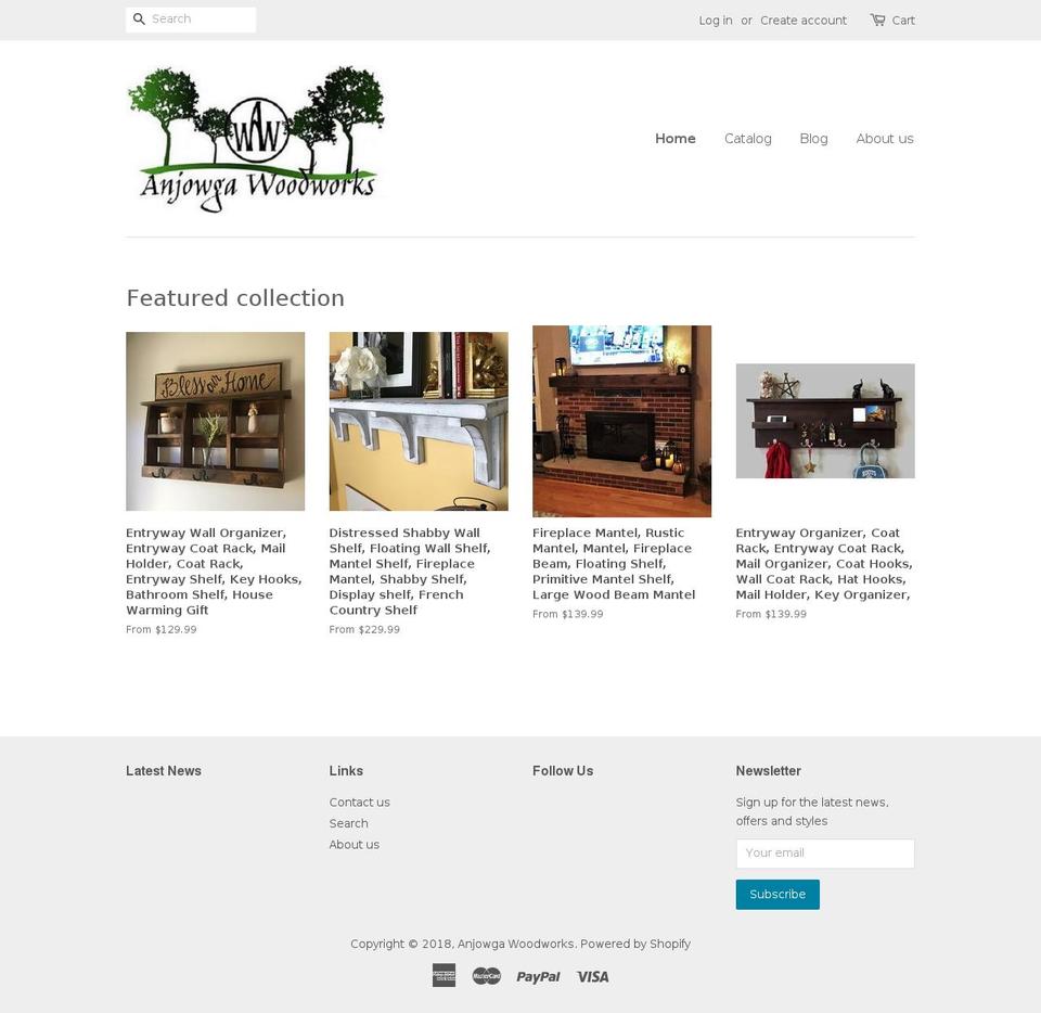 anjowgawoodworks.com — Shopify storefront screenshot