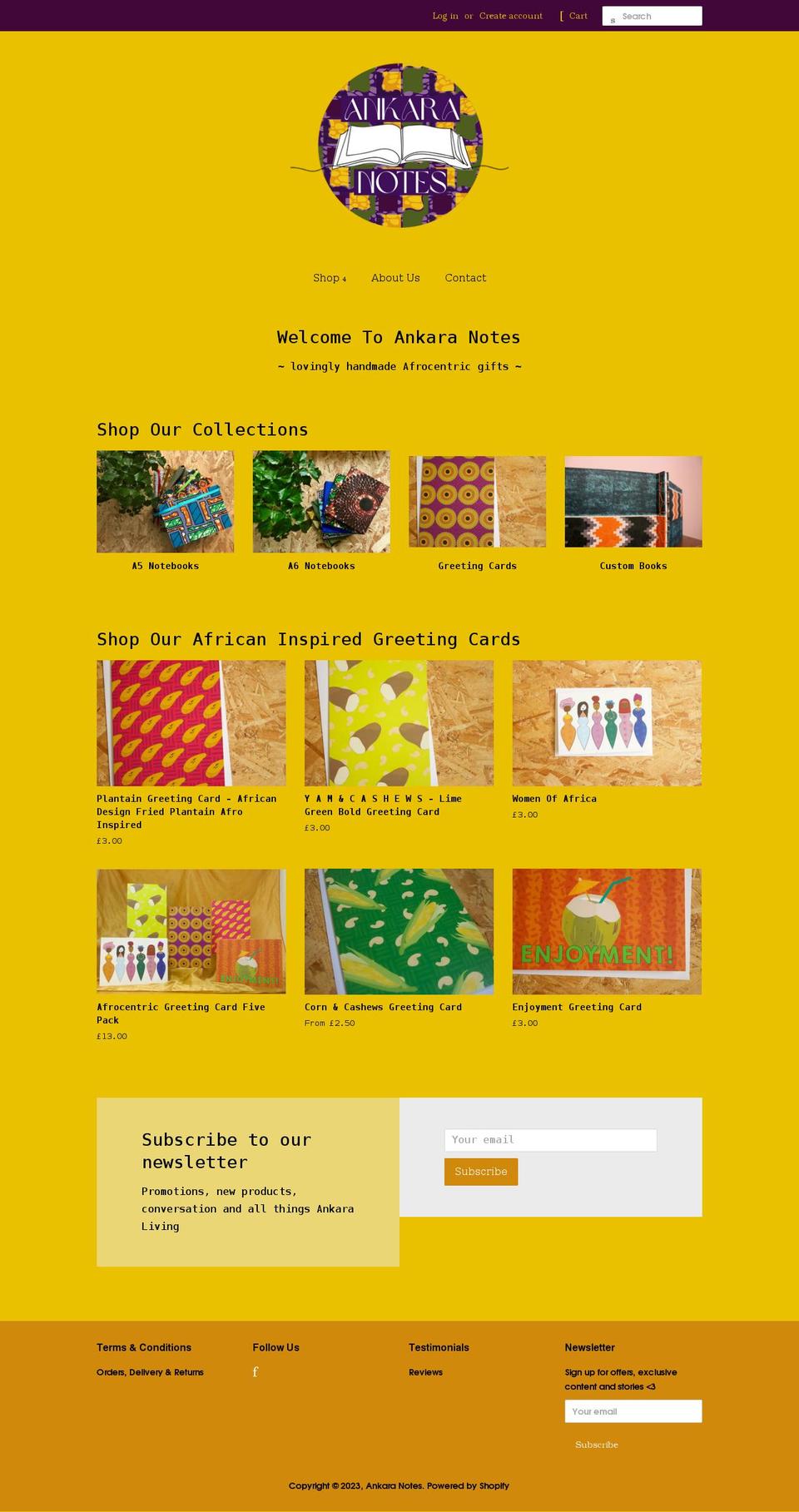 ankaranotes.com shopify website screenshot