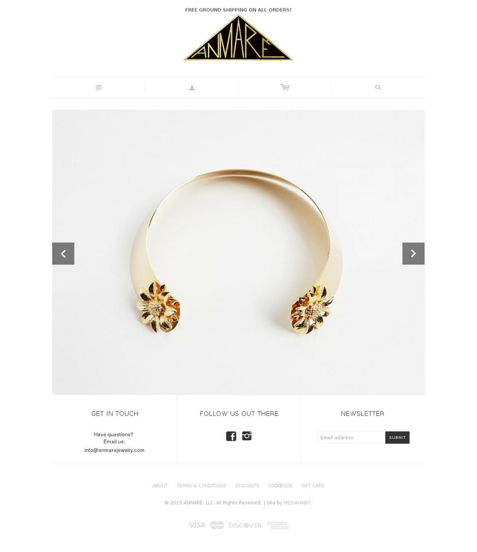anmarejewelry.com shopify website screenshot
