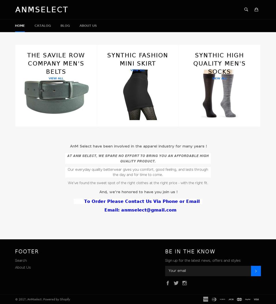 anmselect.com shopify website screenshot