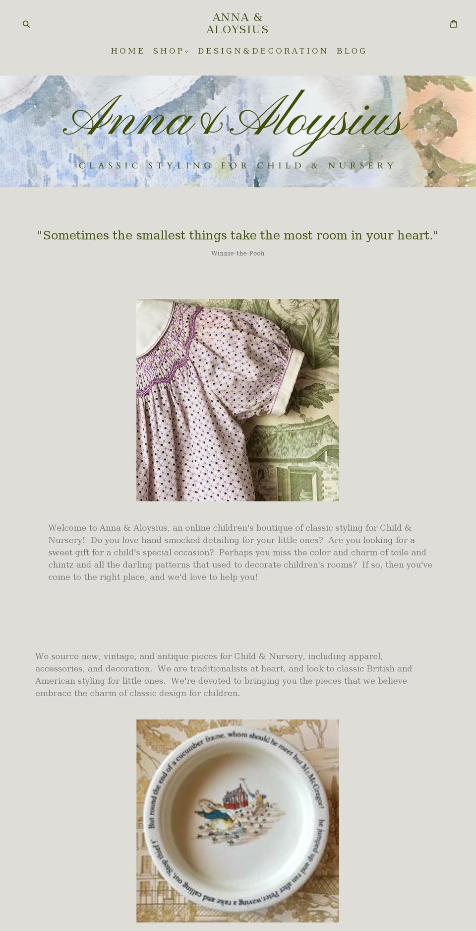 annaandaloysius.com — Shopify storefront screenshot
